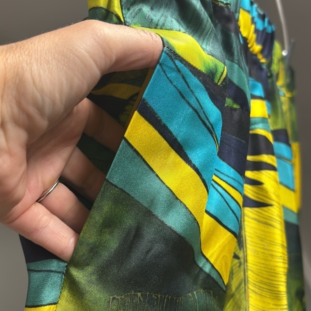 J. Crew 100% silk Jungle Tropical tapered pull on pant size 12 - Picture 5 of 10